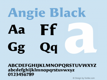 Angie Black Macromedia Fontographer 4.1 1/9/98 Font Sample