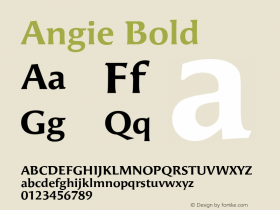 Angie Bold Macromedia Fontographer 4.1 1/9/98 Font Sample