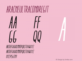 AracneUltraCondRegIt ☞ Version 1.001;com.myfonts.easy.antipixel.aracne-ultra-condensed.regular-italic.wfkit2.version.4h4Q Font Sample