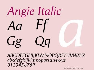 Angie Italic 001.000 Font Sample