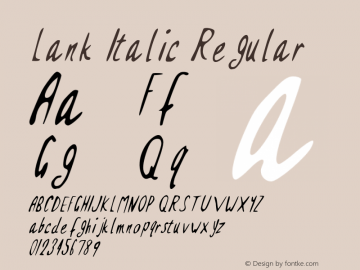 Lank Italic Regular Version 1.000;PS 001.000;hotconv 1.0.70;makeotf.lib2.5.58329图片样张