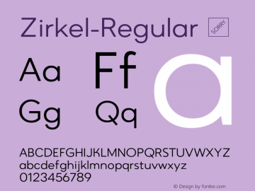 Zirkel-Regular ☞ Version 1.000;PS 001.000;hotconv 1.0.70;makeotf.lib2.5.58329 DEVELOPMENT;com.myfonts.easy.ondrej-kahanek.zirkel.regular.wfkit2.version.4cuG Font Sample