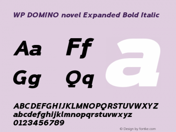 WP DOMINO novel Expanded Bold Italic Version 0.100 Font Sample
