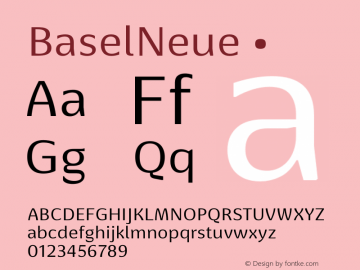 BaselNeue ☞ Version 1.000 2014 initial release; ttfautohint (v1.1) -l 8 -r 50 -G 200 -x 14 -D latn -f none -w G;com.myfonts.easy.isaco.basel-neue.regular.wfkit2.version.4hLZ Font Sample