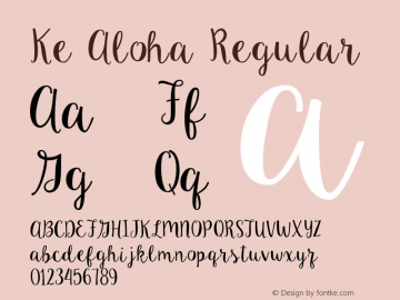 Ke Aloha Regular Version 1.0 Font Sample