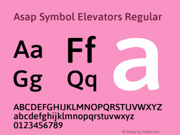 Asap Symbol Elevators Regular Version 1.000;PS 001.000;hotconv 1.0.70;makeotf.lib2.5.58329 Font Sample