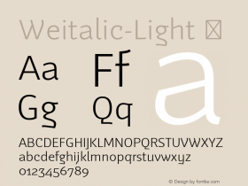 Weitalic-Light ☞ Version 1.000;PS 001.000;hotconv 1.0.70;makeotf.lib2.5.58329;com.myfonts.easy.wilhelm-eckert.weitalic.light.wfkit2.version.4n6E图片样张