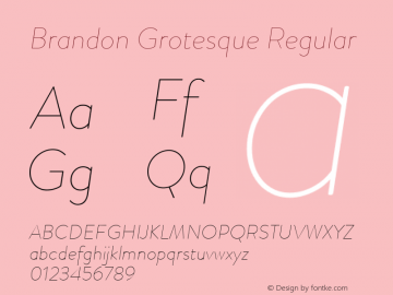 Brandon Grotesque Regular Version 001.000;com.myfonts.easy.hvdfonts.brandon-grotesque.thin-italic.wfkit2.version.44S3 Font Sample