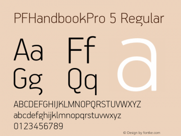 PFHandbookPro 5 Regular Version 1.005;com.myfonts.easy.parachute.pf-handbook-pro.thin.wfkit2.version.3ZMF Font Sample