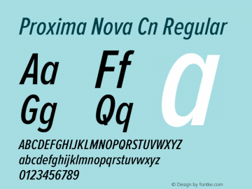 Proxima Nova Cn Regular Version 2.008; Proxima Nova ExCn Medium Italic;com.myfonts.easy.marksimonson.proxima-nova.extracond-medium-italic.wfkit2.version.4n4K Font Sample