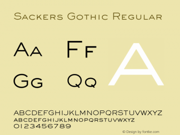 Sackers Gothic Regular Version 1.00;com.myfonts.easy.mti.sackers-gothic.light.wfkit2.version.3Mjg图片样张