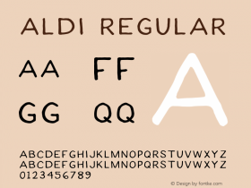 Aldi Regular Version 1.000;PS 001.000;hotconv 1.0.70;makeotf.lib2.5.58329 Font Sample