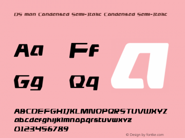 DS man Condensed Semi-Italic Condensed Semi-Italic Version 2.0; 2015 Font Sample