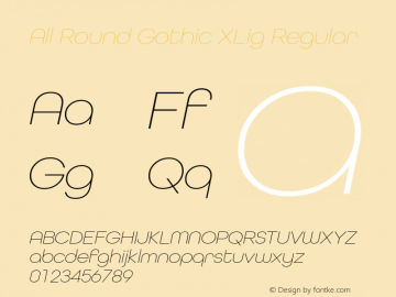All Round Gothic XLig Regular Version 1.000;com.myfonts.easy.flat-it.all-round-gothic.extra-light-oblique.wfkit2.version.4dJz Font Sample