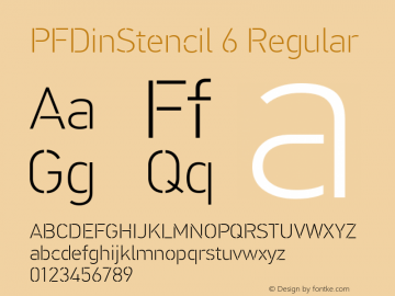 PFDinStencil 6 Regular Version 1.000;com.myfonts.easy.parachute.pf-din-stencil.thin.wfkit2.version.3vsP图片样张