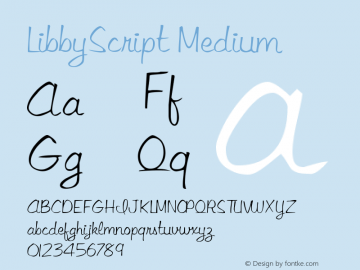 LibbyScript Medium Version 001.001 Font Sample