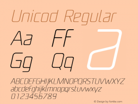 Unicod Regular Version 1.000;com.myfonts.easy.mostardesign.unicod-sans.light-italic.wfkit2.version.4mfo图片样张