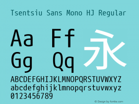 Tsentsiu Sans Mono HJ Regular Version 1.059 Font Sample