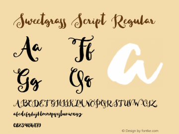 Sweetgrass Script Regular Version 1.000;PS 001.000;hotconv 1.0.70;makeotf.lib2.5.58329 Font Sample