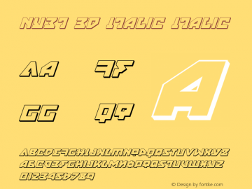 Nyet 3D Italic Italic Version 2.0; 2015 Font Sample