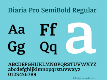 Diaria Pro SemiBold Regular 1.000 Font Sample