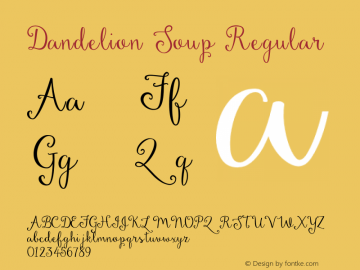 Dandelion Soup Regular Version 1.0 Font Sample
