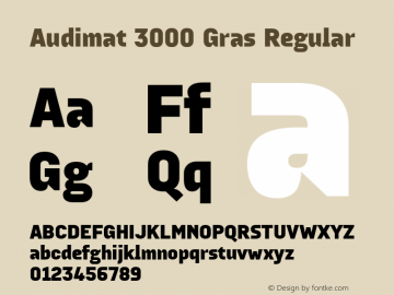 Audimat 3000 Gras Regular Version 1.000;PS 001.000;hotconv 1.0.70;makeotf.lib2.5.58329;com.myfonts.easy.smeltery.audimat-3000.gras.wfkit2.version.4kA5图片样张