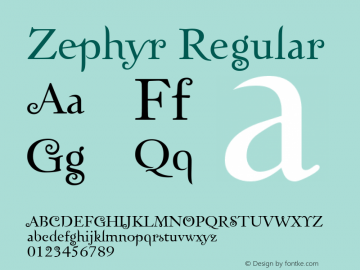 Zephyr Regular Version 1.1 Initial P22 release 10/29/01图片样张