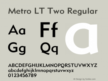 Metro LT Two Regular Version 6.03;com.myfonts.easy.linotype.metro-2.metromedium-two.wfkit2.version.3KW2图片样张