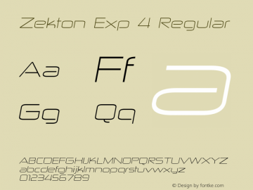 Zekton Exp 4 Regular Version 4.001;com.myfonts.easy.typodermic.zekton.extended-light-italic.wfkit2.version.3wxo图片样张