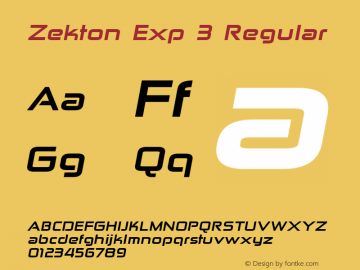 Zekton Exp 3 Regular Version 4.001;com.myfonts.easy.typodermic.zekton.extended-heavy-italic.wfkit2.version.3wx3 Font Sample