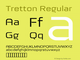 Tretton Regular Version 1.00 March 14, 2015, initial release; ttfautohint (v0.97) -l 100 -r 100 -G 200 -x 6 -f latn -w G图片样张