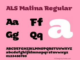 ALS Malina Regular Version 1.000;PS 001.001;FontLab 1.0.38;wf comlpete glyphs Font Sample