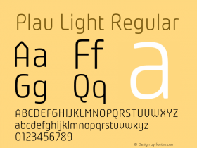 Plau Light Regular Version 2.001;PS 002.001;hotconv 1.0.70;makeotf.lib2.5.58329; ttfautohint (v0.92) -l 8 -r 50 -G 200 -x 14 -w 