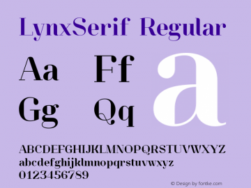 LynxSerif Regular Version 1.000;com.myfonts.easy.typomancer.lynx.serif.wfkit2.version.47xZ Font Sample