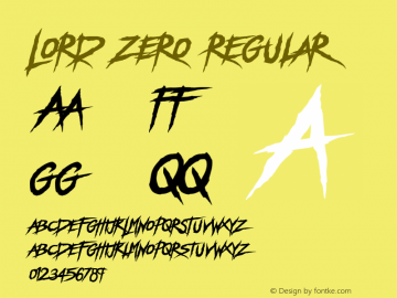 Lord Zero Regular Version 1.000 Font Sample