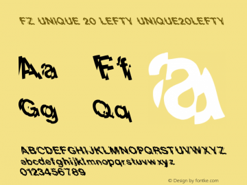 FZ UNIQUE 20 LEFTY UNIQUE20LEFTY Version 1.000 Font Sample