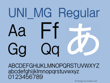 UNI_MG Regular Version 1.00 Font Sample