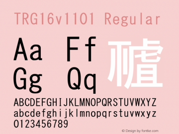 TRG16v1101 Regular 1.00 Font Sample