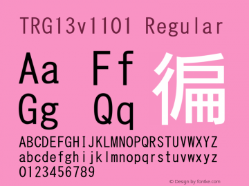 TRG13v1101 Regular 1.00 Font Sample