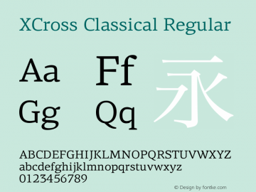 XCross Classical Regular XCross Classical - Version 1.0 Font Sample