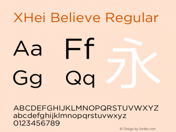 XHei Believe Regular XHei Believe - Version 6.0 Font Sample