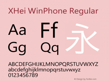 XHei WinPhone Regular XHei WinPhone - Version 6.0图片样张