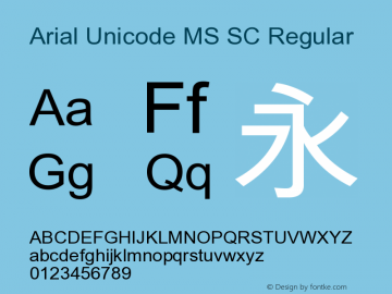 Arial Unicode MS SC Regular Version 1.01 Font Sample