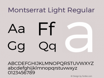 Montserrat Light Regular Version 1.000;PS 002.000;hotconv 1.0.70;makeotf.lib2.5.58329 DEVELOPMENT; ttfautohint (v1.00) -l 8 -r 50 -G 200 -x 14 -D latn -f none -w G图片样张