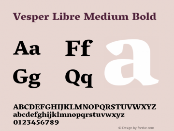 Vesper Libre Medium Bold Version 1.052; ttfautohint (v1.2) -l 8 -r 44 -G 72 -x 14 -D latn -f latn -w G -W -c -X 