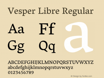 Vesper Libre Regular Version 1.058 Font Sample