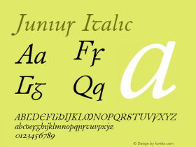 Junius Italic Altsys Fontographer 4.1 1/21/96图片样张