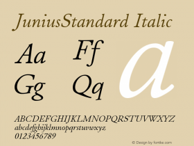 JuniusStandard Italic Altsys Fontographer 4.1 1/21/96 Font Sample