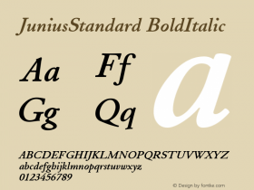 JuniusStandard BoldItalic Altsys Fontographer 4.1 1/21/96 Font Sample
